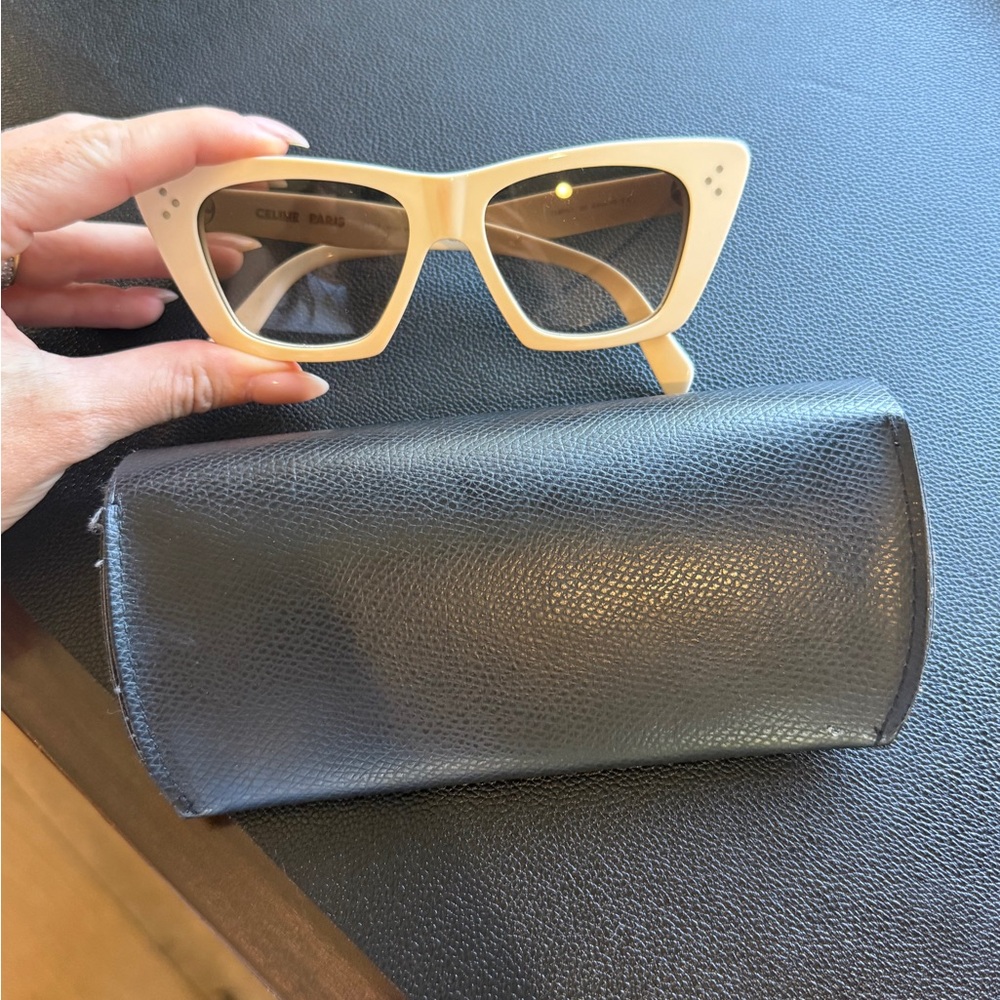 Celine The Edge Ivory Square Cat Eye Sunglasses - Picture 8 of 11